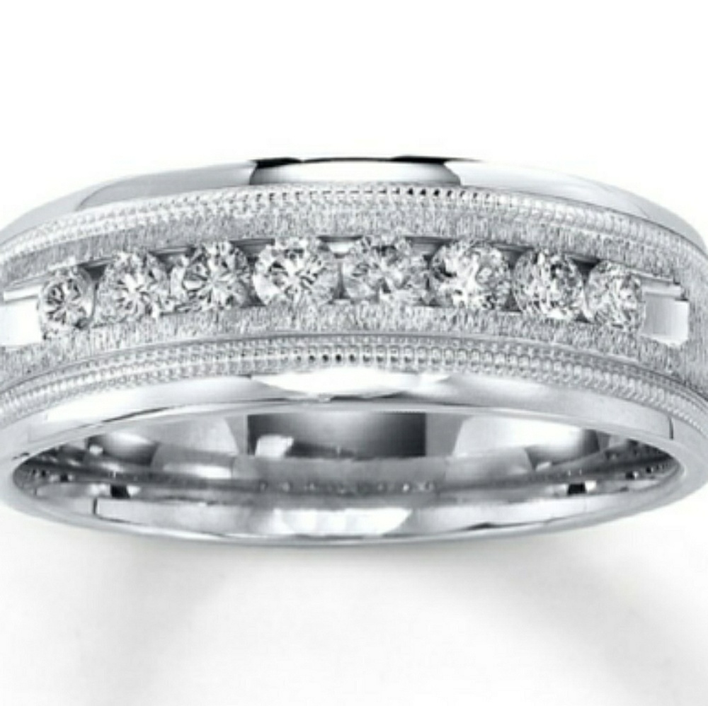 14K white gold men's Anniversary band.